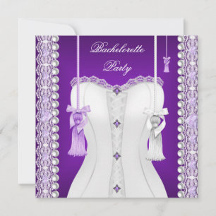 Meidenavond Paarse Lila Corset Kwastjes Kaart