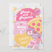 Meidenavond Pizza en Pyjamafeest Uitnodiging (Voorkant)