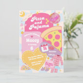 Meidenavond Pizza en Pyjamafeest Uitnodiging (Staand voorkant)