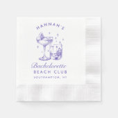 Meidenavond Retro Cocktails Paarse Bruid Servet (Voorkant)