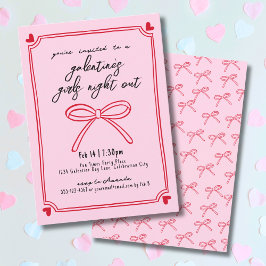 Meidenavond Roze En Rode Galentine's Dag Kaart