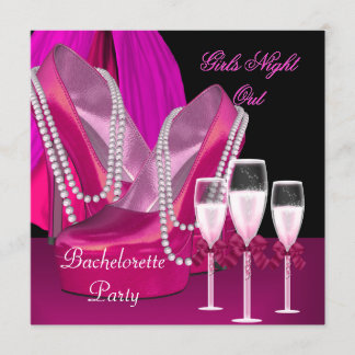 Meidenavond Roze Schoenen Hoge Hakken Champagne Kaart