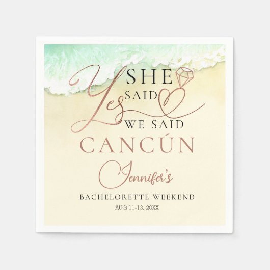 Meidenavond Servetten | Cancun Strand (Voorkant)