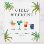 Meidenavond Tropische Cocktails  Wijn Etiket (Enkel label)