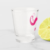 Meidenavond / trouwfeest roze krullende snor shot glas (Links)