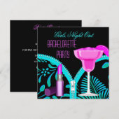 Meidenavond uit teal hete roze kaart (Voorkant / Achterkant)