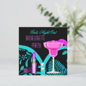 Meidenavond uit teal hete roze kaart (Staand voorkant)