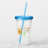 Meidenavond vier name datum plaats zonnebloem  acryl drinkbeker (Achterkant)