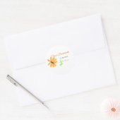 Meidenavond vier name datum plaats zonnebloem  ronde sticker (Envelop)