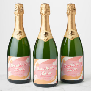 Meidenavonddronken Verliefd Retro Roze Sparkling Wijnetiket
