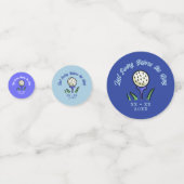 Meidenavondje Bruidsfeest Golf Blauw Bloemmotief Confetti (Achterkanten)