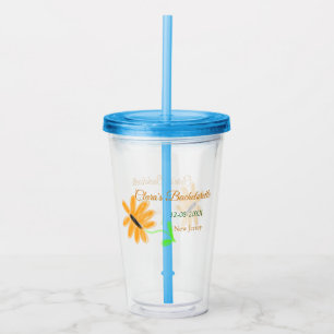 Meidenavondje voeg naam datum plaats zonnebloem to acryl drinkbeker
