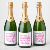 Meidenavoodje roze bubbels opentrekken sparkling wijnetiket (Flessen)