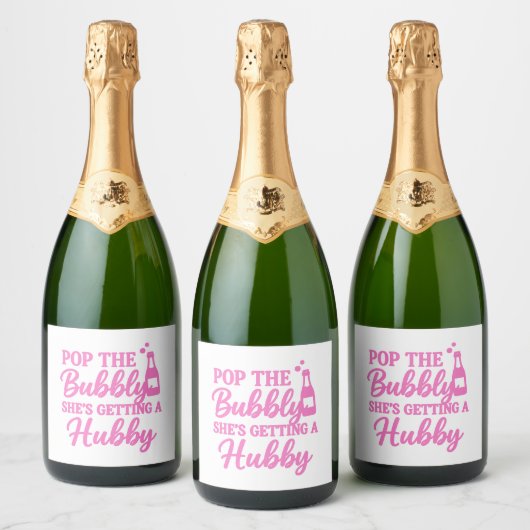 Meidenavoodje roze bubbels opentrekken sparkling wijnetiket (Flessen)