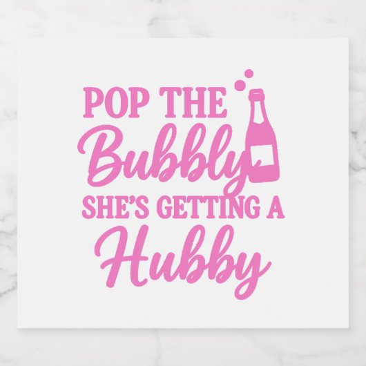Meidenavoodje roze bubbels opentrekken sparkling wijnetiket (Enkel label)