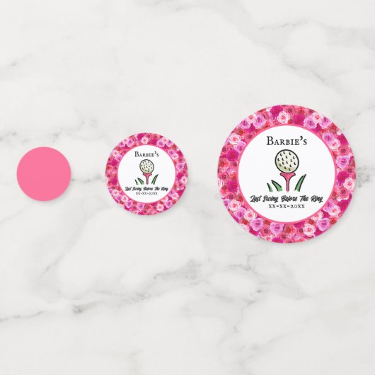 Meidenavooravond Bruidsfeest Golf Roze Bloemen Confetti (Achterkanten)