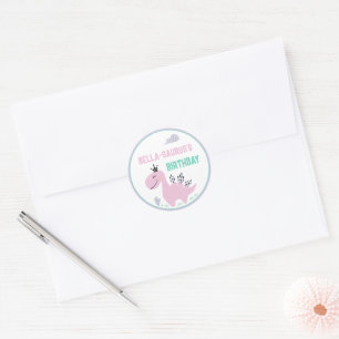 Meidendinosaurus Verjaardagsfeestje om van te gill Ronde Sticker
