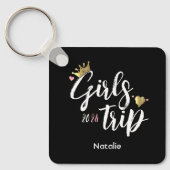 Meidenreis Gouden Kroon Roze Hart Foto Vakantie Sleutelhanger (Voorkant)