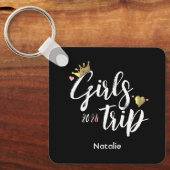 Meidenreis Gouden Kroon Roze Hart Foto Vakantie Sleutelhanger (Voorkant)