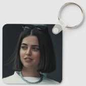 Meidenreis Gouden Kroon Roze Hart Foto Vakantie Sleutelhanger (Achterkant)