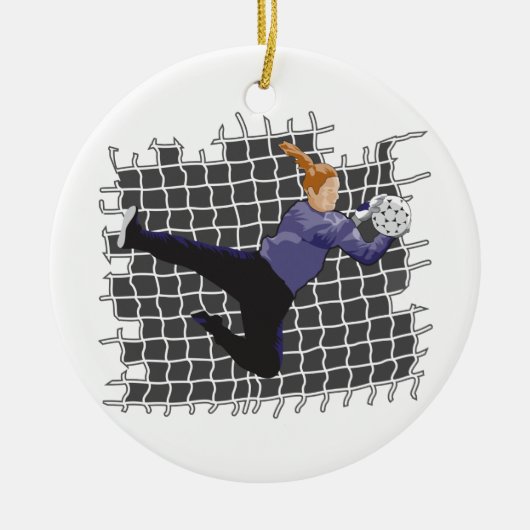 meidenvoetbalsport keramisch ornament (Voorkant)