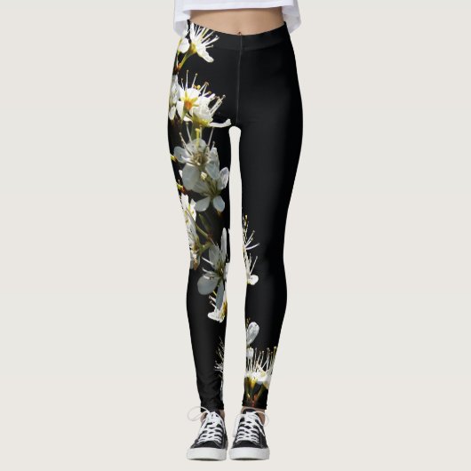 meidoorn bloemen leer leggings (Voorkant)
