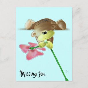 Meieren: Een schattige tederbeer met een bloem, di Briefkaart