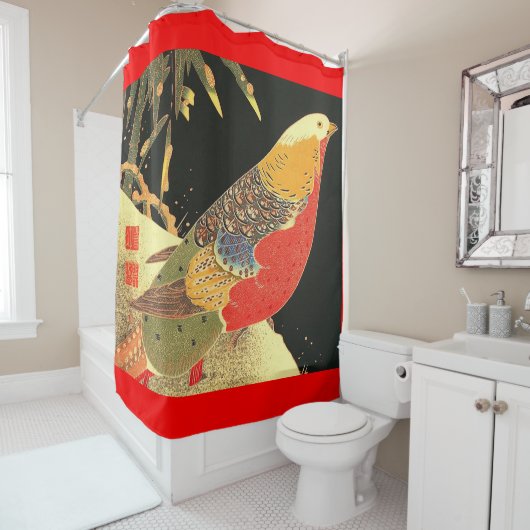 Meiji bird print douchegordijn (In situ)