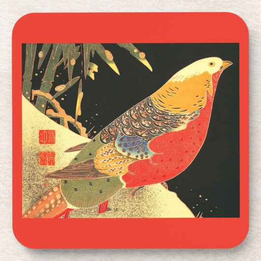 Meiji vogelprint bier onderzetter (Voorkant)