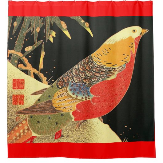 Meiji vogelprint douchegordijn (Voorkant)