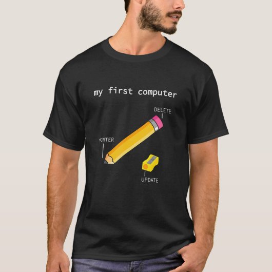 Mein Erster Computer Calculator Printer Gamer Inf T-shirt (Voorkant)