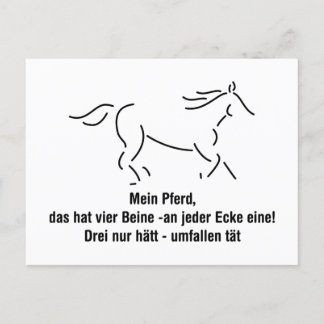Mein Pferd das hat vier Beine Lustiger Spruch Briefkaart
