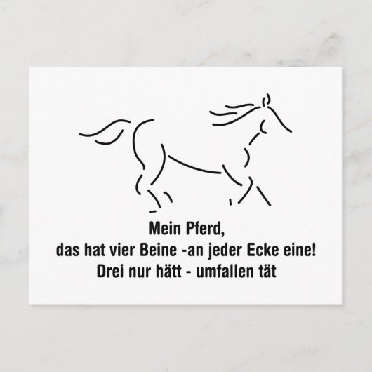 Mein Pferd das hat vier Beine Lustiger Spruch Briefkaart (Voorkant)