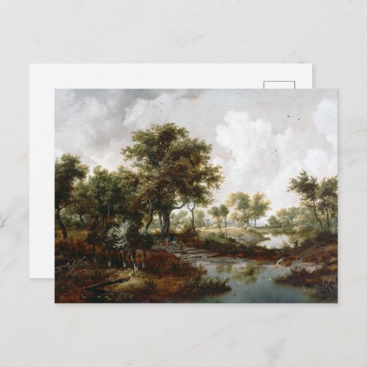 Meindert Hobbema A Wooded Landscape Briefkaart (Voorkant / Achterkant)