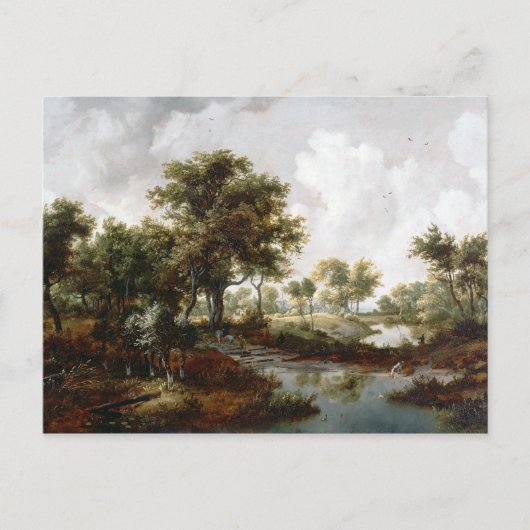 Meindert Hobbema A Wooded Landscape Briefkaart (Voorkant)