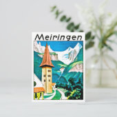 Meiringen, dorp, Zwitserland, oldtimers Briefkaart (Staand voorkant)