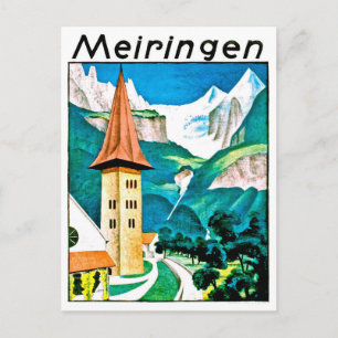Meiringen, dorp, Zwitserland, vintage reis Briefkaart