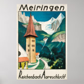 Meiringen, Reichenbach Aareschlucht, Ski Poster (Voorkant)