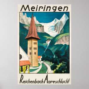 Meiringen, Reichenbach Aareschlucht, Ski Poster