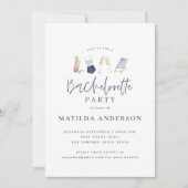 Meisblauw drink bachelorette feest modern stijlvol aankondiging (Voorkant)