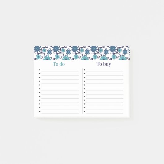 Meisblauw Floral patroon om lijst te doen Post-it® Notes (Voorkant)