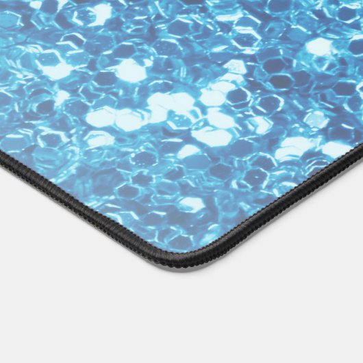 Meisblauw Glitter Sparkles Monogram Bureaumat (Hoek)