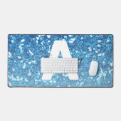 Meisblauw Glitter Sparkles Monogram Bureaumat (Keyboard & Muis)