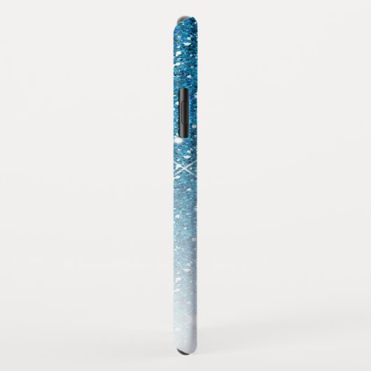 Meisblauw Glitter Sparkles Monogram Case-Mate iPhone Case (Achterkant/rechts)