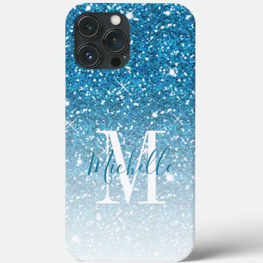 Meisblauw Glitter Sparkles Monogram Case-Mate iPhone Case