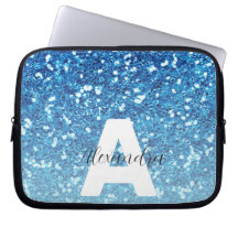 Meisblauw Glitter Sparkles Monogram