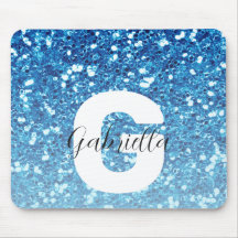Meisblauw Glitter Sparkles Monogram