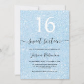 Meisblauw glitter sparkles Sweet 16 Kaart (Voorkant)