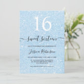 Meisblauw glitter sparkles Sweet 16 Kaart (Staand voorkant)