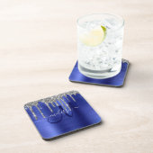 Meisblauw uitstrijken Glitter Brush Metal Monogram Bier Onderzetter (Rechterzijde)